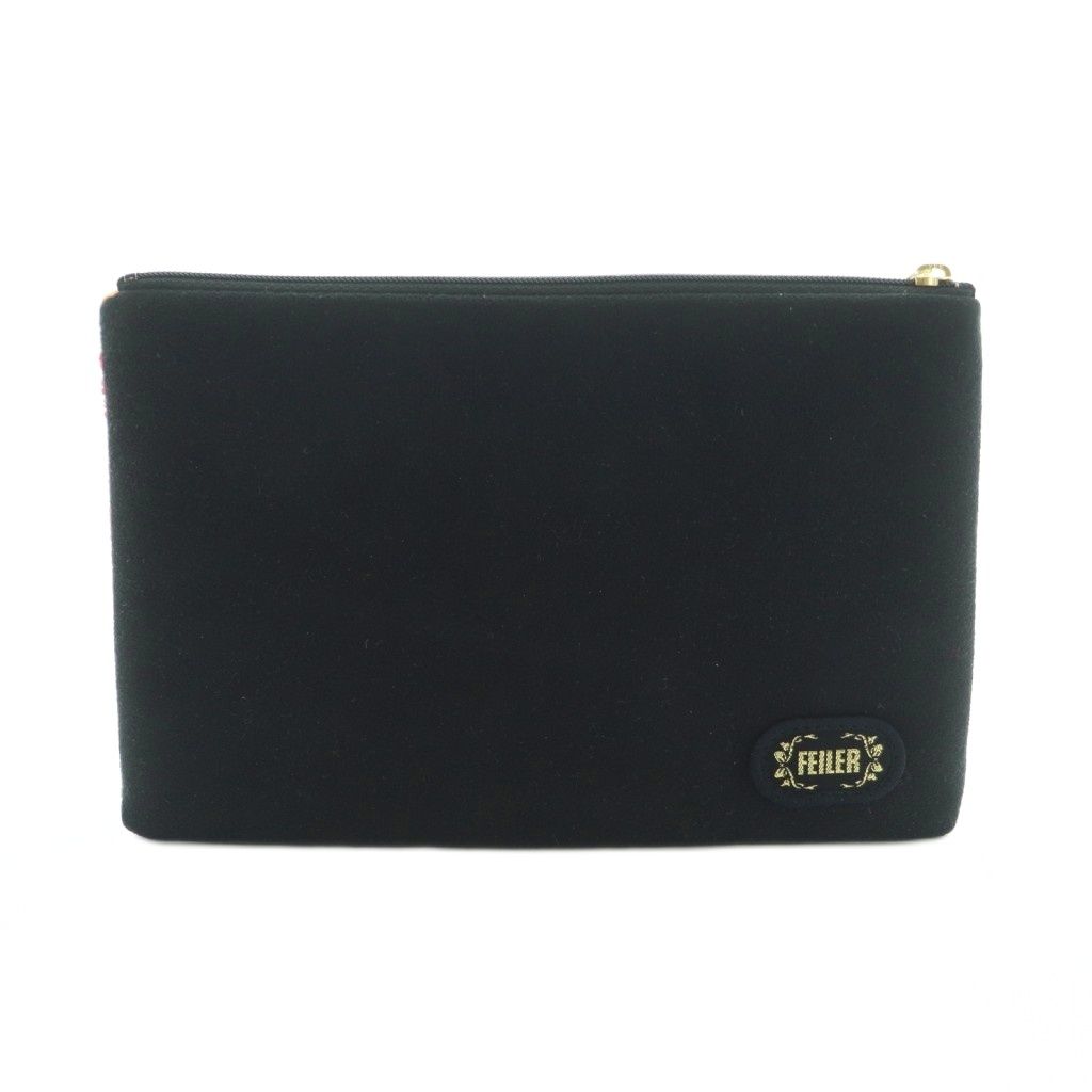 フェイラー FEILER ハローキティストロベリー フラットポーチ 総柄 黒 ブラック 白 ホワイト 赤 レッド 緑 グリーン |MI OS