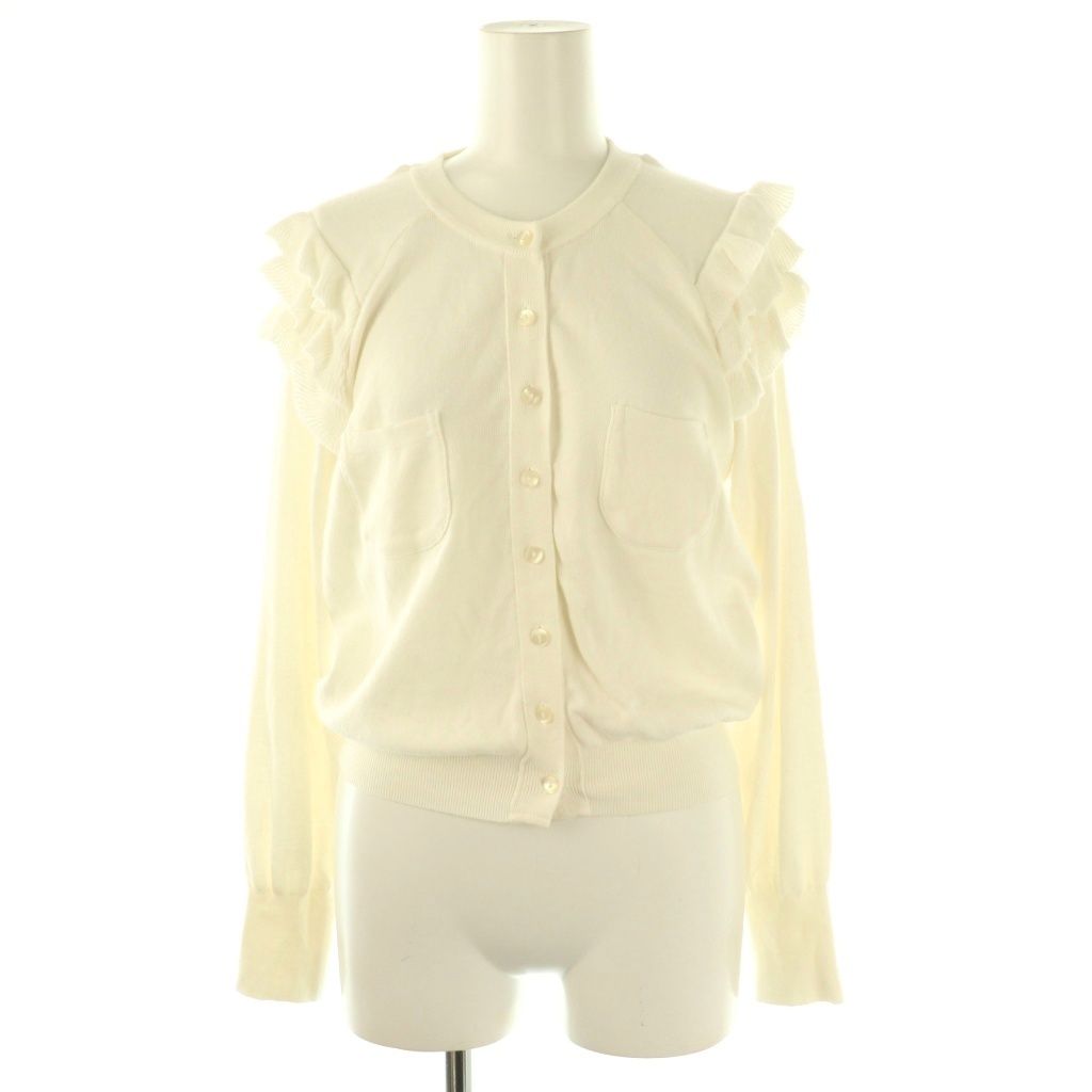 リリーバイリサ Lily by Risa 近年モデル フリルカーディガン ニット シルク混 F ホワイト ES OS