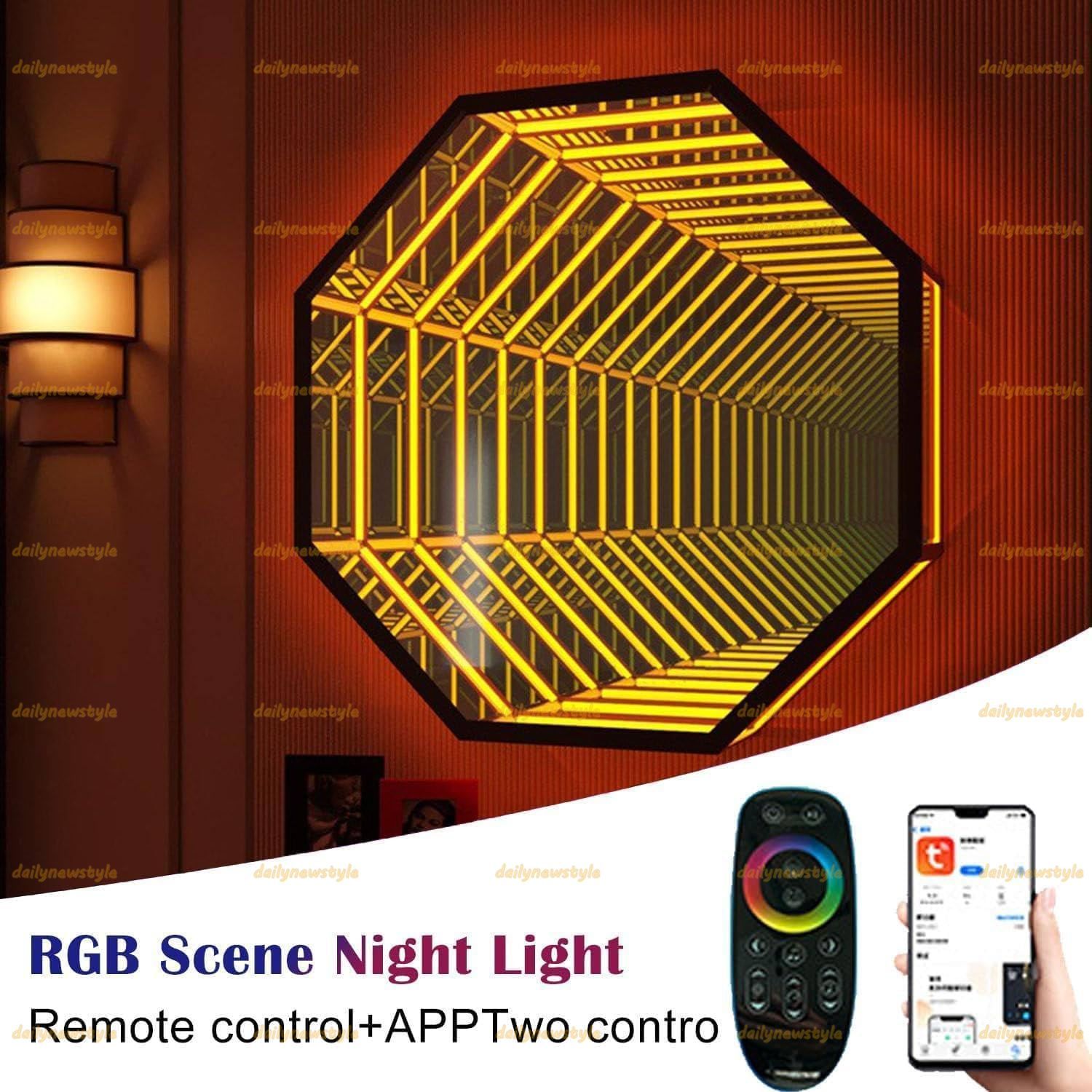 インフィニティウォールミラーマルチカラーチェンジングライト 30cm|11.8