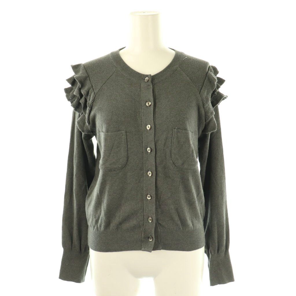 リリーバイリサ Lily by Risa 近年モデル フリルカーディガン ニット シルク混 F グレー ES OS