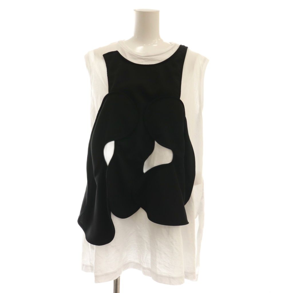 プランクプロジェクト PRANK PROJECT レイヤードレーストリムトップス カットソー ノースリーブ 38 ブラック ホワイト |DF OS