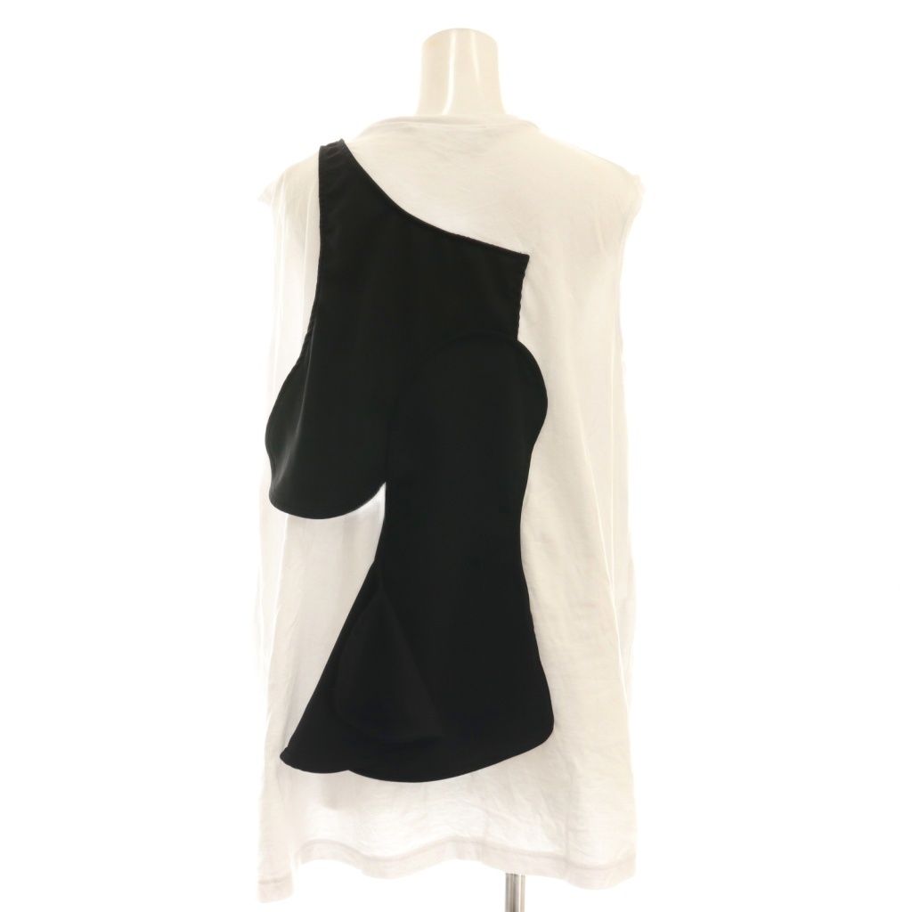 プランクプロジェクト PRANK PROJECT レイヤードレーストリムトップス カットソー ノースリーブ 38 ブラック ホワイト DF OS