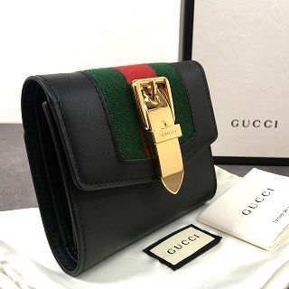 163 送料込み ♥品 GUCCI コンパクトウォレット シルヴィ 476081 ブラック き