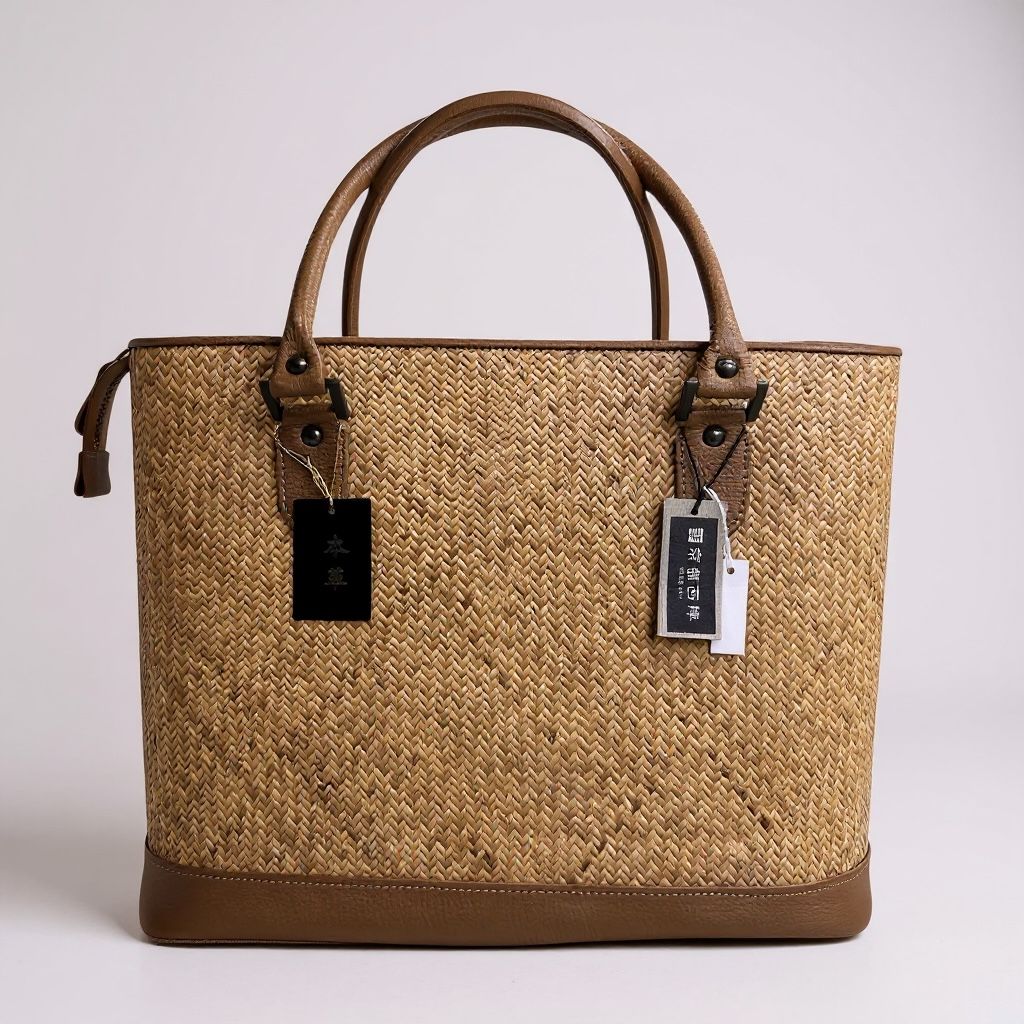 網代バック 竹 網代編み 本革 ハンドバック 京都 西陣