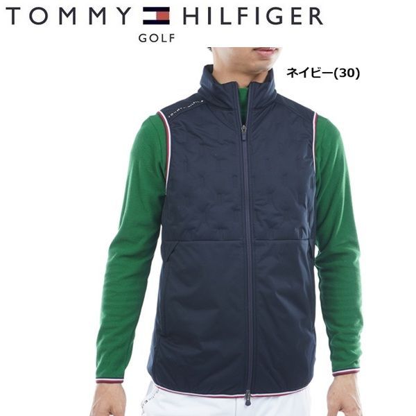 トミーヒルフィガー ゴルフ メンズ 高周波 中綿キルトベスト TOMMY GOLF THMA 577 秋冬モデル ネイビー 30
