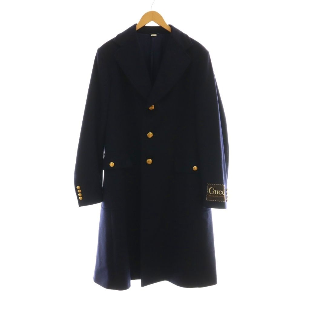 グッチ GUCCI 20AW カシミヤ チェスターコート ロング 金色ボタン ロゴ  