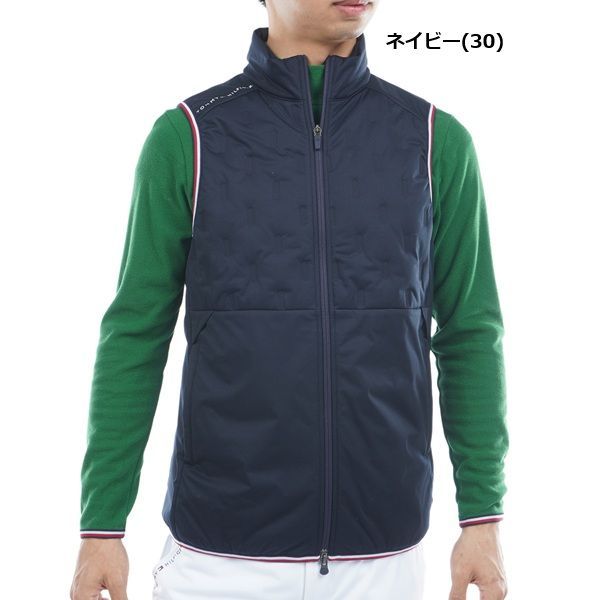 トミーヒルフィガー ゴルフ メンズ 高周波 中綿キルトベスト TOMMY HILFIGER GOLF THMA577 秋冬モデル ネイビー 30