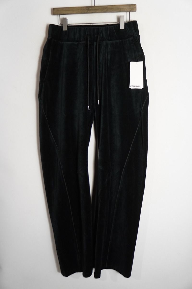 25AW ATTACHMENT アタッチメント AP52-046 コットン ポリエステル ベロア ジャージ 3D トラック ワイド パンツ サイズ3 黒1101P♪