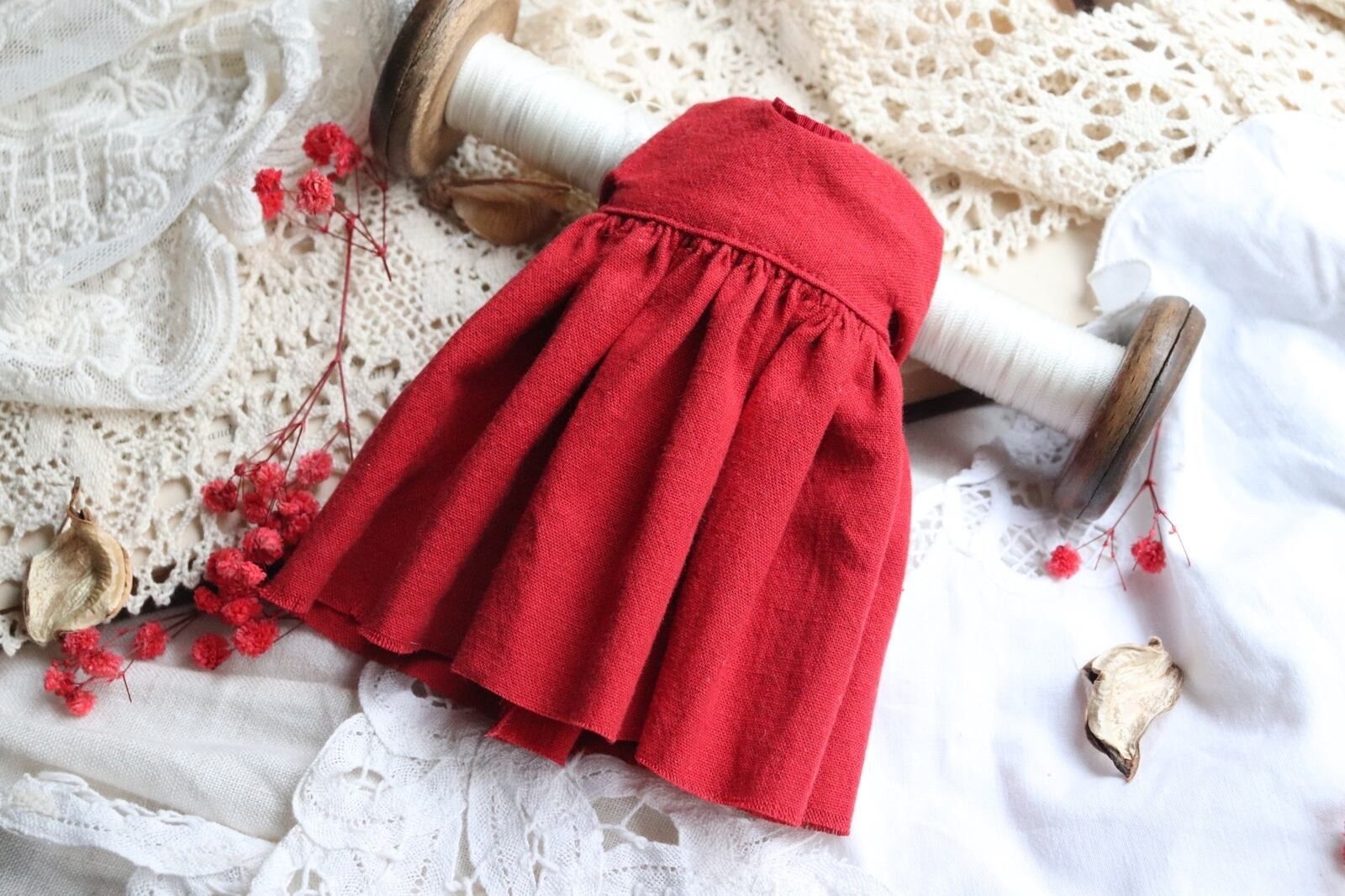 お花刺繍えりのお洋服set