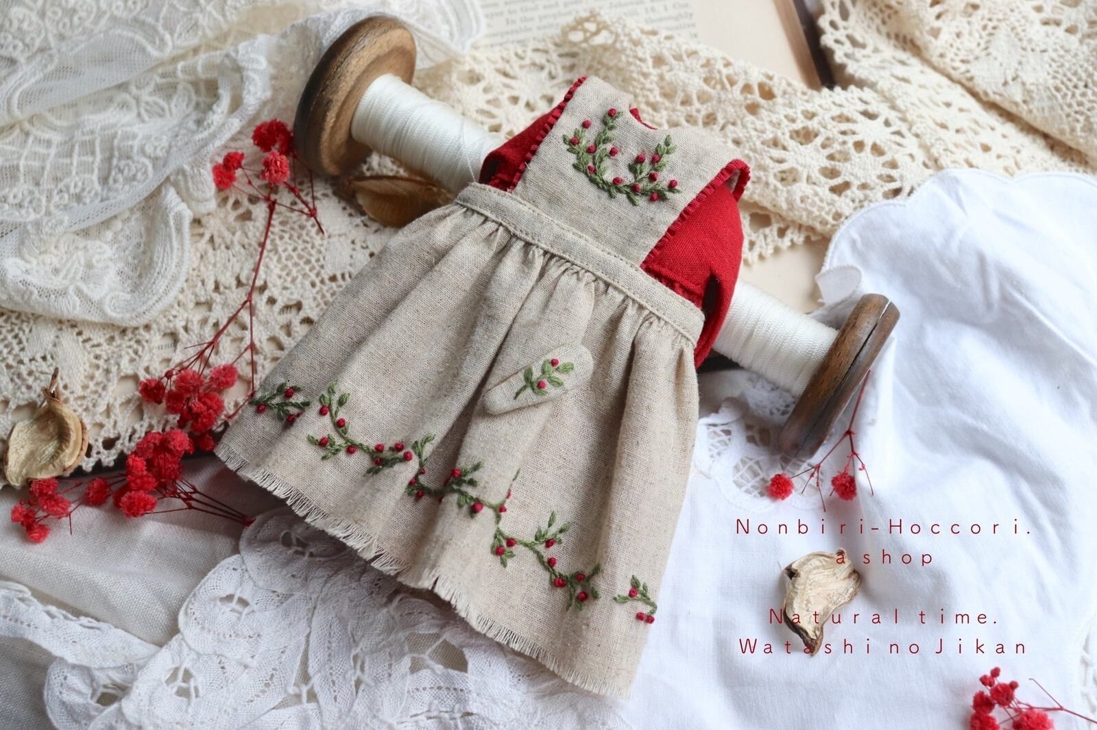 No.A104 ブライス blythe お花刺繍えりのお洋服set