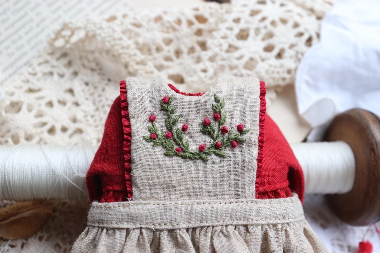 No.A104 ブライス blythe お花刺繍えりのお洋服set