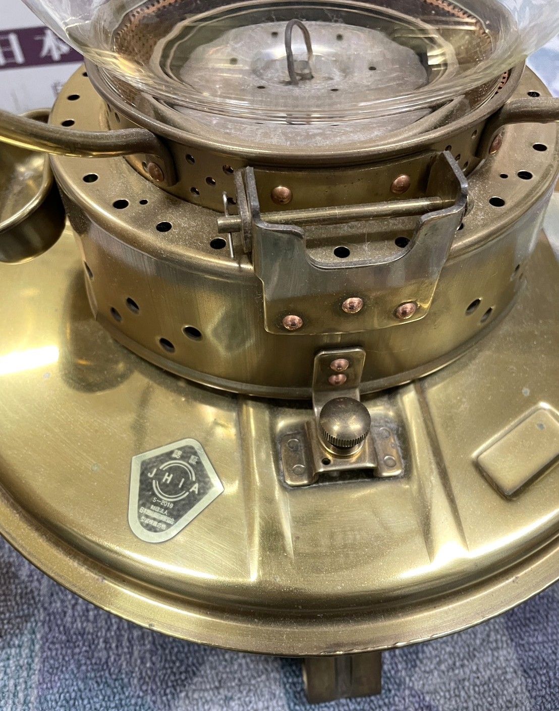 日本船燈 ニッセン 自然通気形開放式 石油ストーブ アンティーク ガラス 真鍮 IS-3 ゴールド 2007年