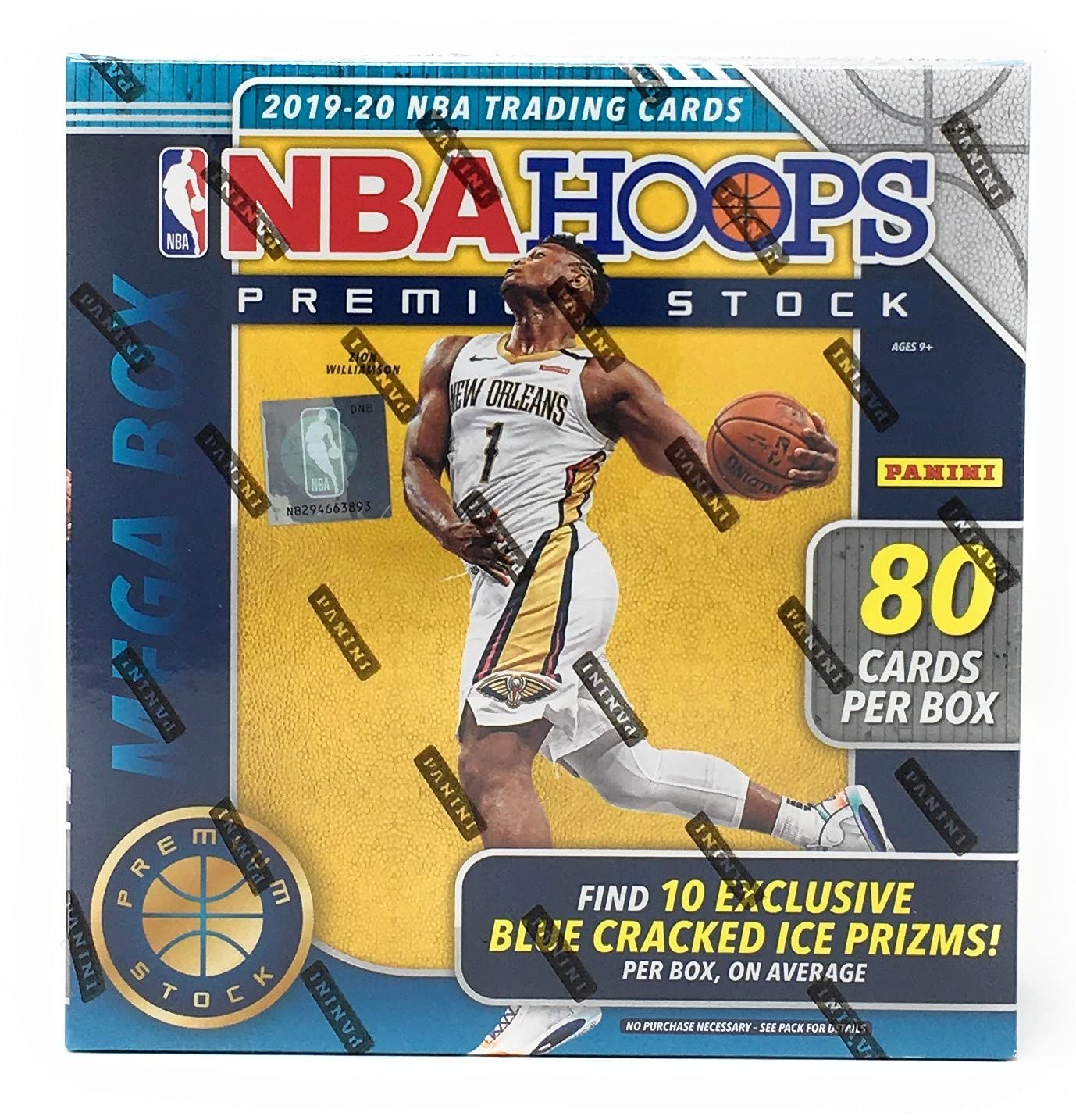 NBA 2019-20 Panini Hoops Premium Stock Basketball Card 80 Ct. Mega Box Blue Cracked Ice パニーニ ホープス プレミアム ストック バスケットボール カード メガボック