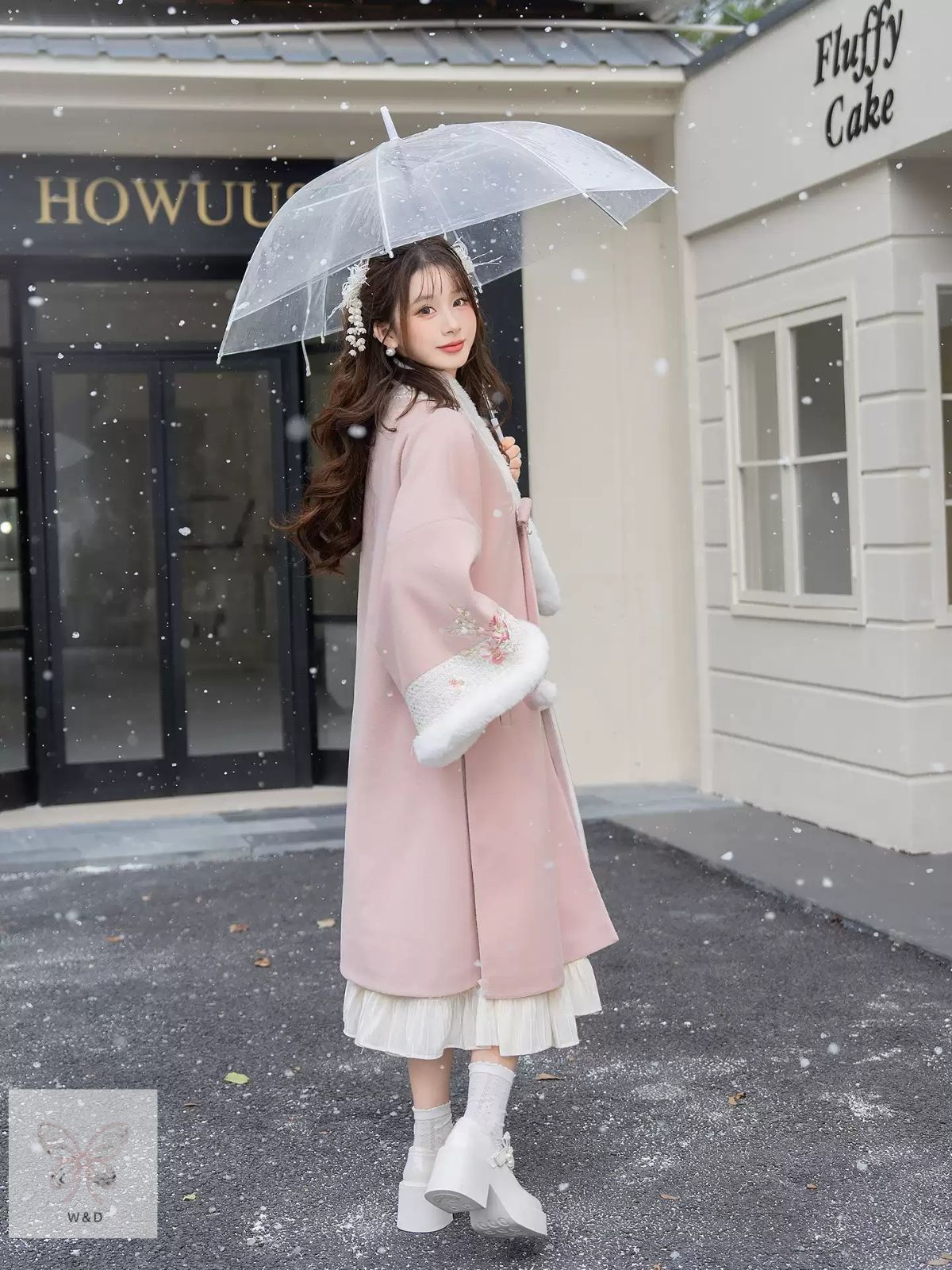 合領長襖 毛呢大衣 国風ワンピース 保温 冬 レディース ピンク 漢元素 おしゃれ フォーマル 日常着 防寒 温もりと優雅さを纏う冬の装い 伝統美が息づく現代的な国風ワンピース