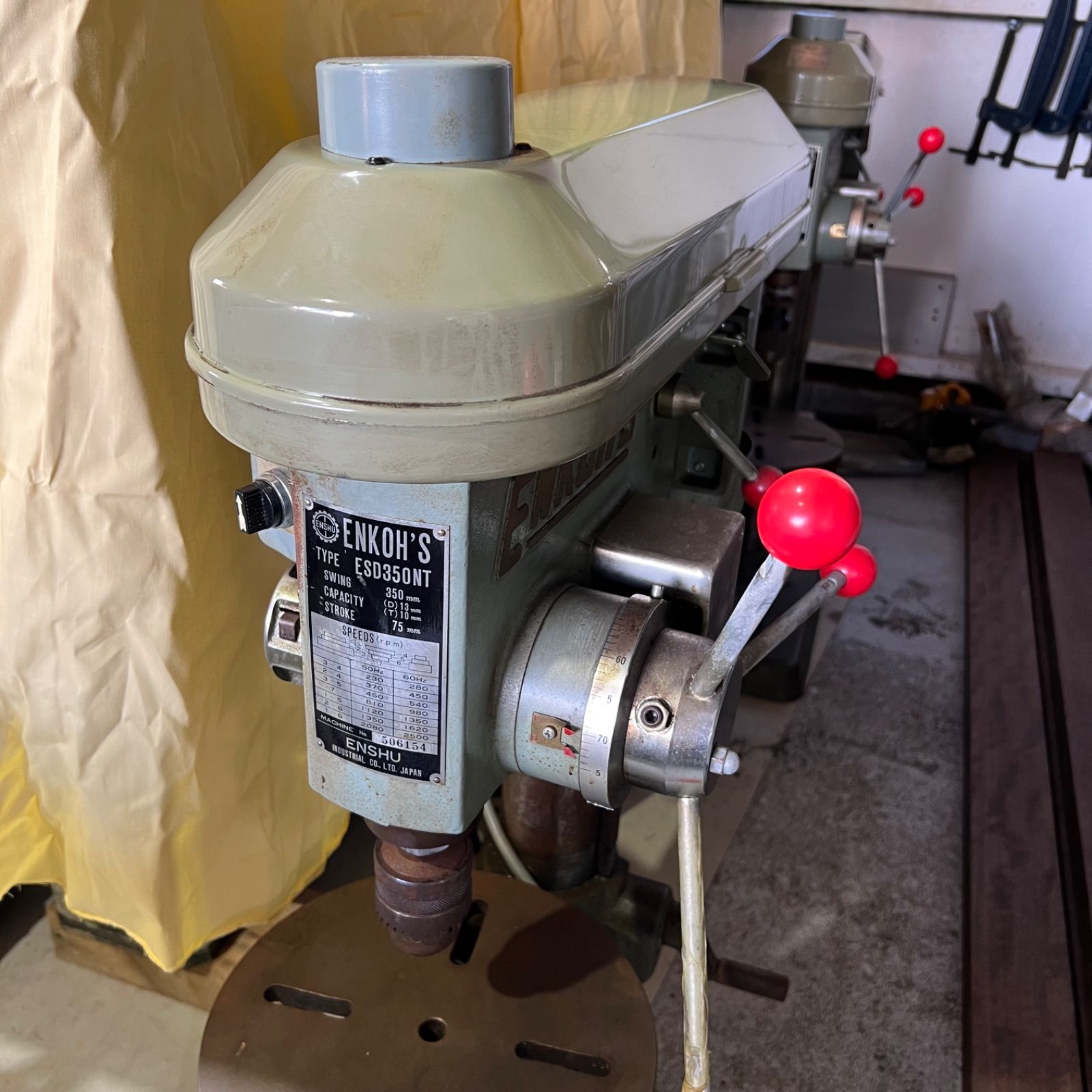 愛知県 引取 卓上ボール盤遠州工業 ENKOH S 13mm タッピング兼用ボール盤 ESD350NT 三相200V ボール盤 日本製