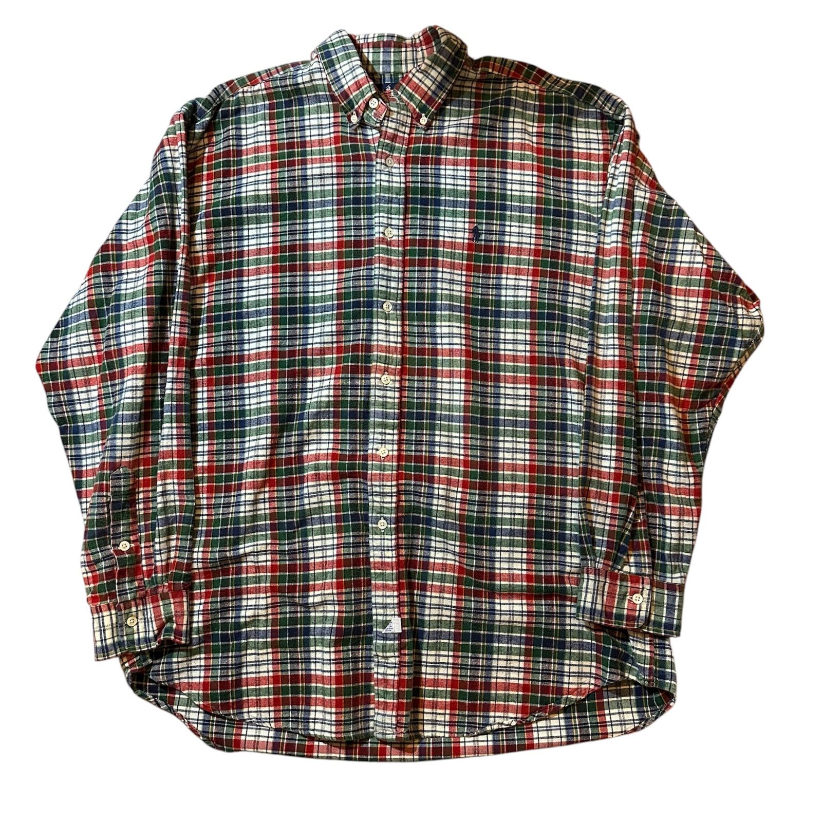 90s Ralph Lauren the big shirt Plaid pattern L s shirt リーバイス ラルフローレン ザビックシャツ チェック柄 長袖シャツ D789