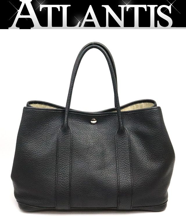 広尾店 エルメス HERMES ガーデンパーティPM ハンドバッグ ネゴンダ ブラック M刻印 2009年 17570