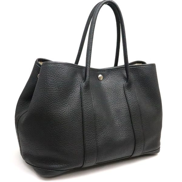 広尾店 エルメス HERMES ガーデンパーティPM ハンドバッグ ネゴンダ ブラック □M刻印 2009年 17570