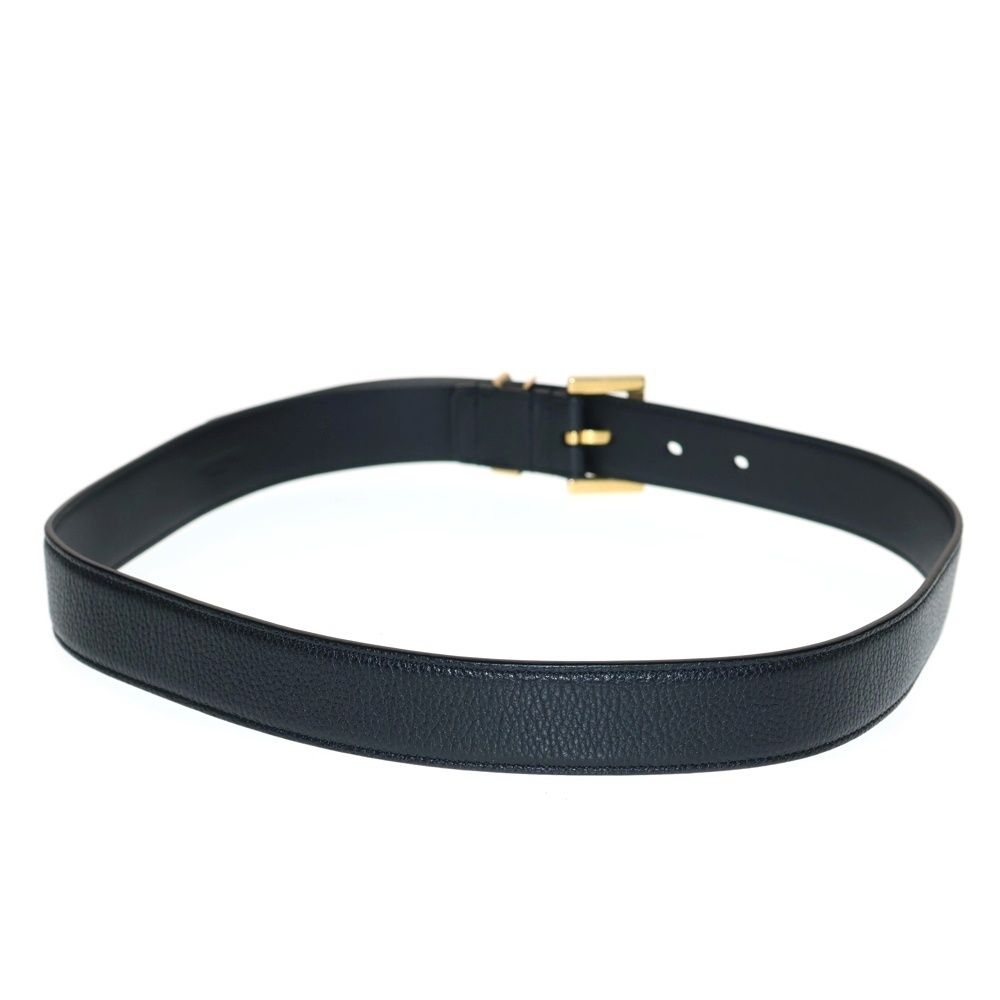 YVES SAINT LAURENT イヴサンローラン LEATHER BELT ロゴデザインモチーフ レザー ベルト ブラック|ゴールド ABR634437