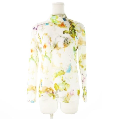 ミューラル MURRAL ユルク jurk sheer palette top シアー パレット トップ カットソー ハイネック 長袖 水彩 総柄 F 白 アイボリー |CK20 GY30