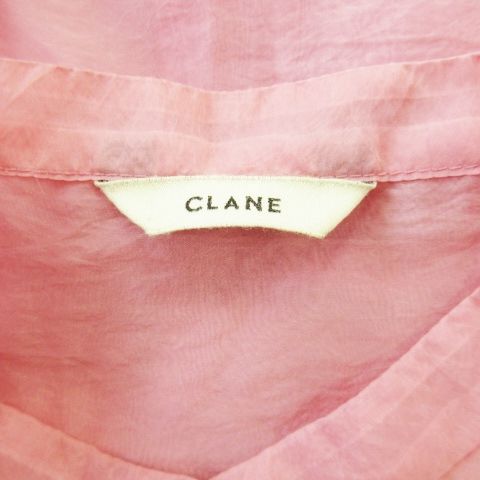 【特価セール】 クラネ CLANE シースルーシャツ バンド 長袖 オーバーサイズ サイドスリット 1 S ピンク CK21 GY30 最安値！