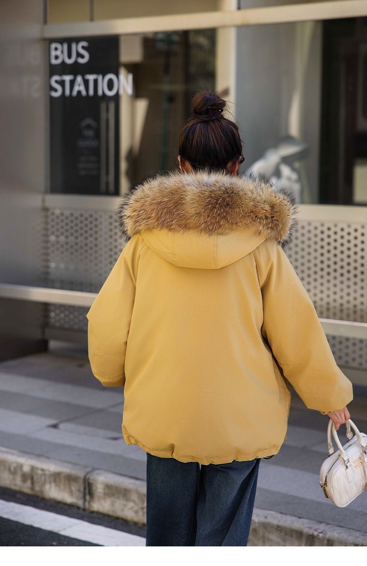 お洒落冬暖かレデイーズダウンコート90％ダウンジャケット本物ダックダウン充填コート防風フード動きやすいアウターフォックスファー GULLKHAN_COM