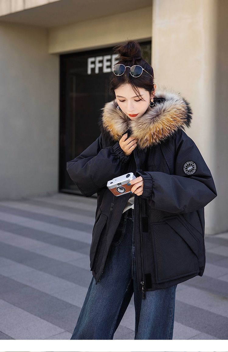 お洒落冬暖かレデイーズダウンコート90％ダウンジャケット本物ダックダウン充填コート防風フード動きやすいアウトドアジャケット