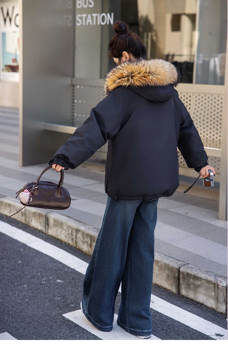 お洒落冬暖かレデイーズダウンコート90％ダウンジャケット本物ダックダウン充填コート防風フード動きやすいアウトドアジャケット