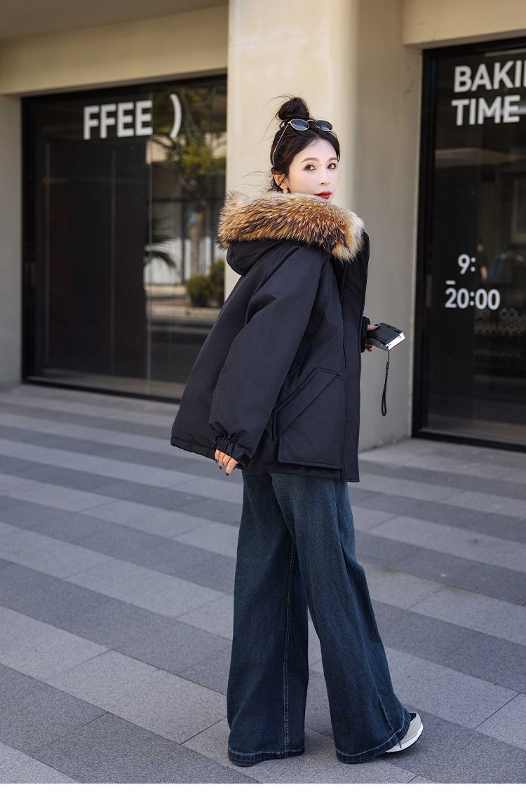 お洒落冬暖かレデイーズダウンコート90％ダウンジャケット本物ダックダウン充填コート防風フード動きやすいアウトドアジャケット