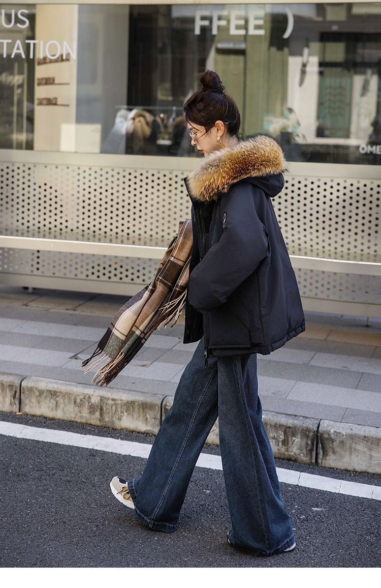 お洒落冬暖かレデイーズダウンコート90％ダウンジャケット本物ダックダウン充填コート防風フード動きやすいアウトドアジャケット GULLKHAN_COM