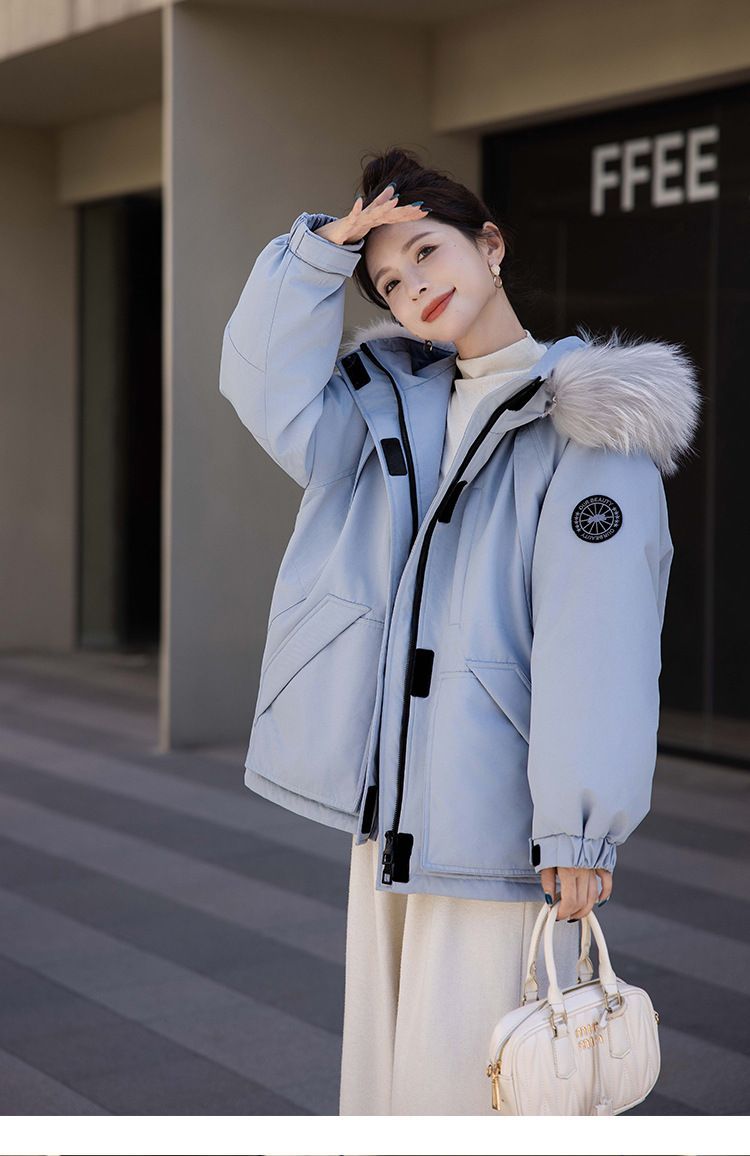 お洒落冬暖かレデイーズダウンコート90％ダウンジャケット本物ダックダウン充填コート防風フード動きやすいコートアウトドアジャケット