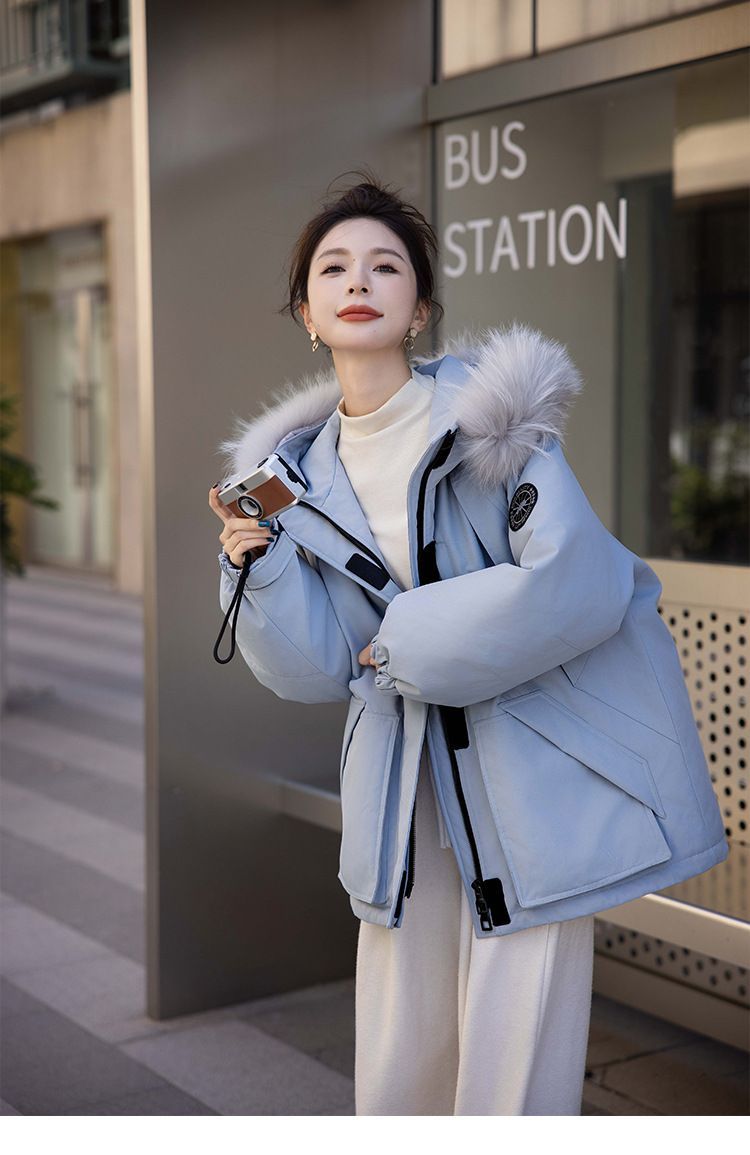 お洒落冬暖かレデイーズダウンコート90％ダウンジャケット本物ダックダウン充填コート防風フード動きやすいコートアウトドアジャケット