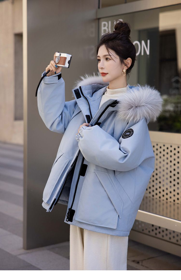 お洒落冬暖かレデイーズダウンコート90％ダウンジャケット本物ダックダウン充填コート防風フード動きやすいコートアウトドアジャケット