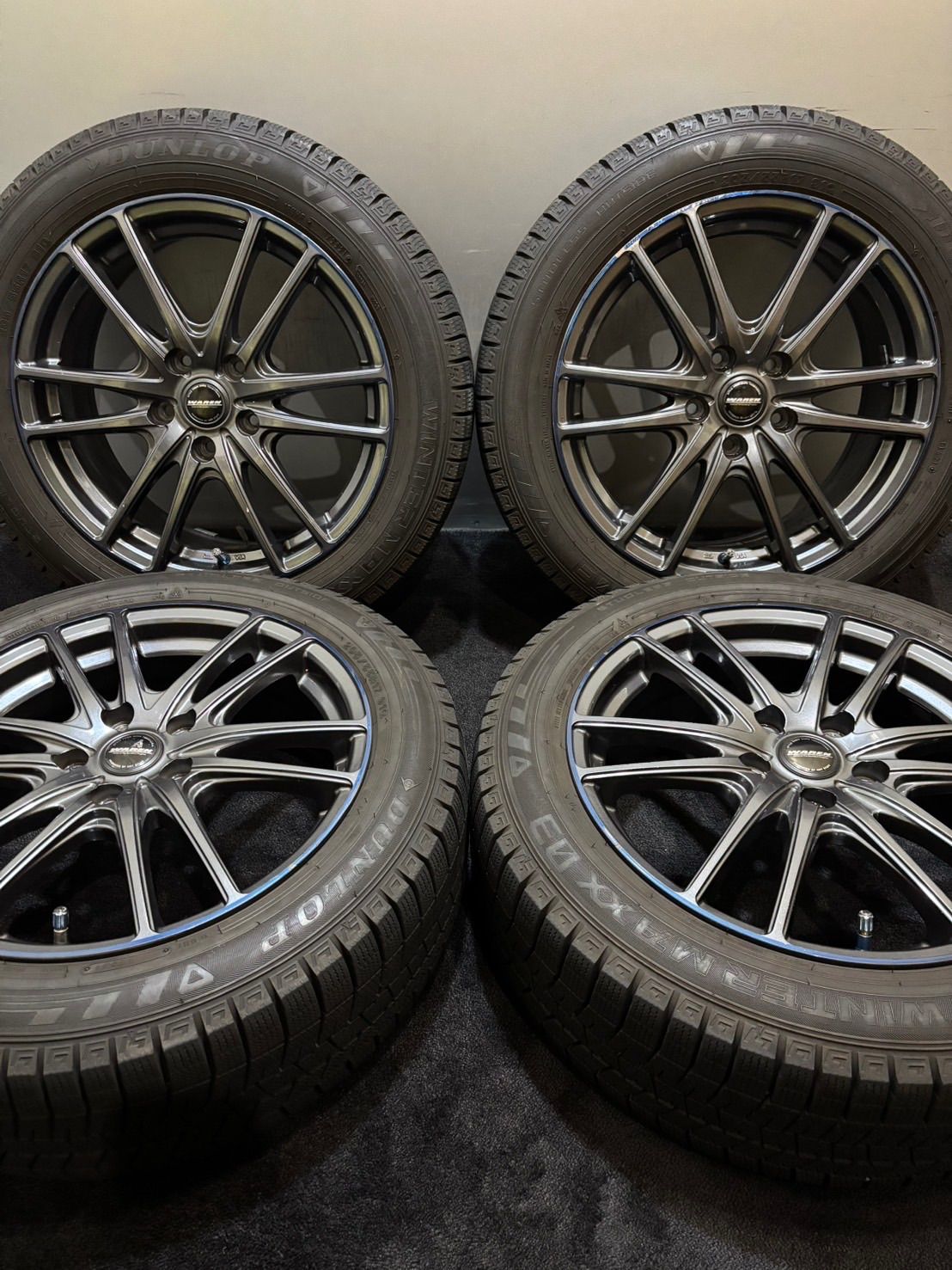 205 55 R 17 DUNLOP WINTER MAXX 03 21年製 WAREN 17インチ 7 J 114 3 5 H スタッドレス 4本 レヴォーグ ノア ヴォクシー 南5 K 560
