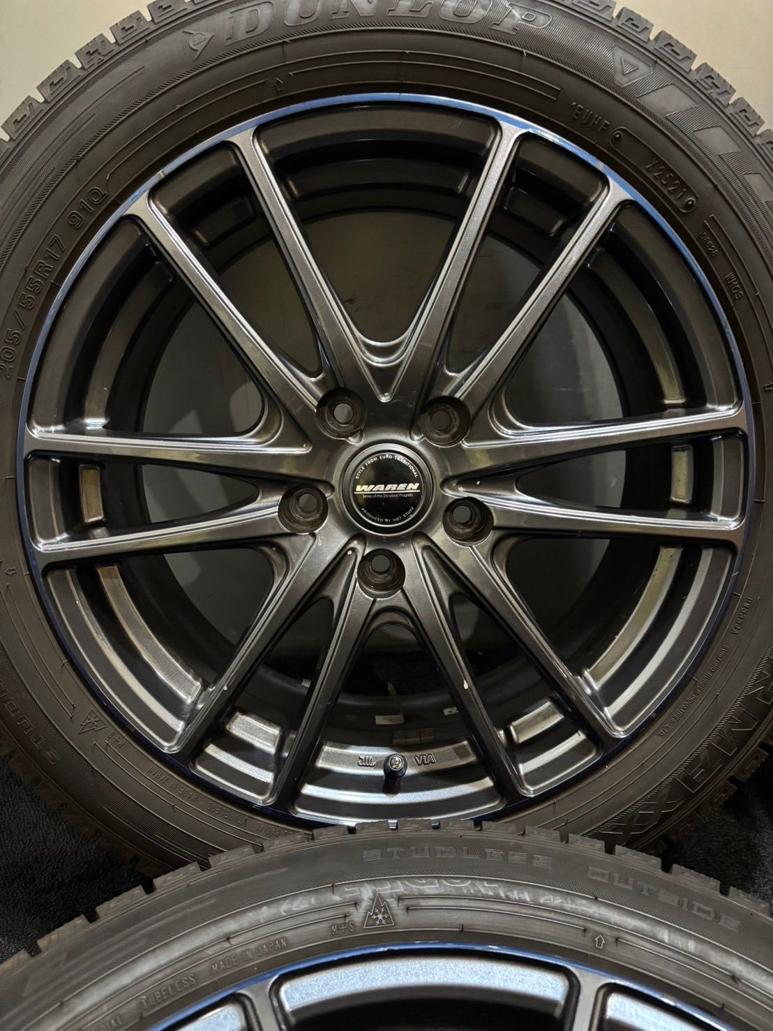 205 55 R 17 DUNLOP WINTER MAXX 03 21年製 WAREN 17インチ 7 J 114 3 5 H スタッドレス 4本 レヴォーグ ノア ヴォクシー 南5 K 560
