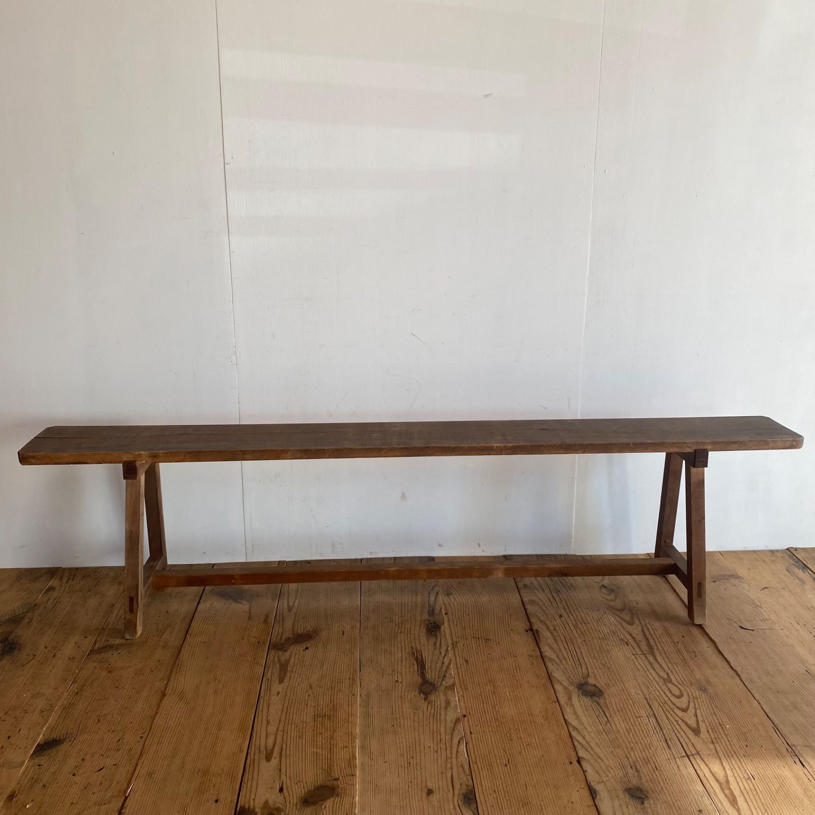 アンティーク ベンチ 椅子 展示台 長椅子 無垢材 y228