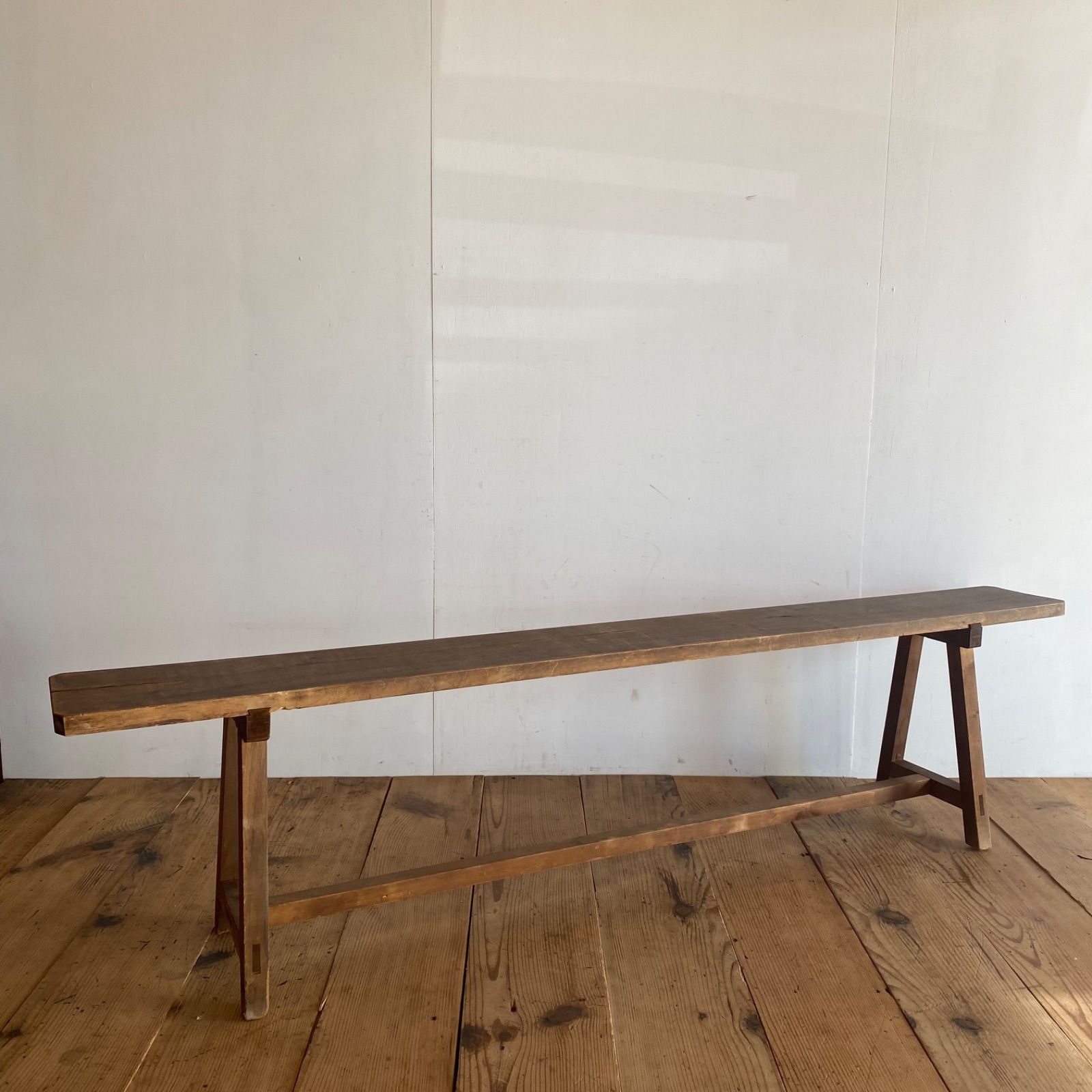 アンティーク ベンチ 椅子 展示台 長椅子 無垢材 y228