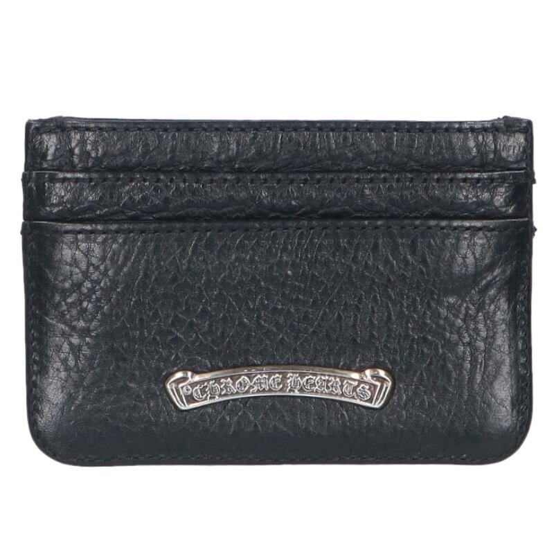 クロムハーツ DOUBLE SIDEダブルサイド スクロールラベル付レザーカードケース メンズ