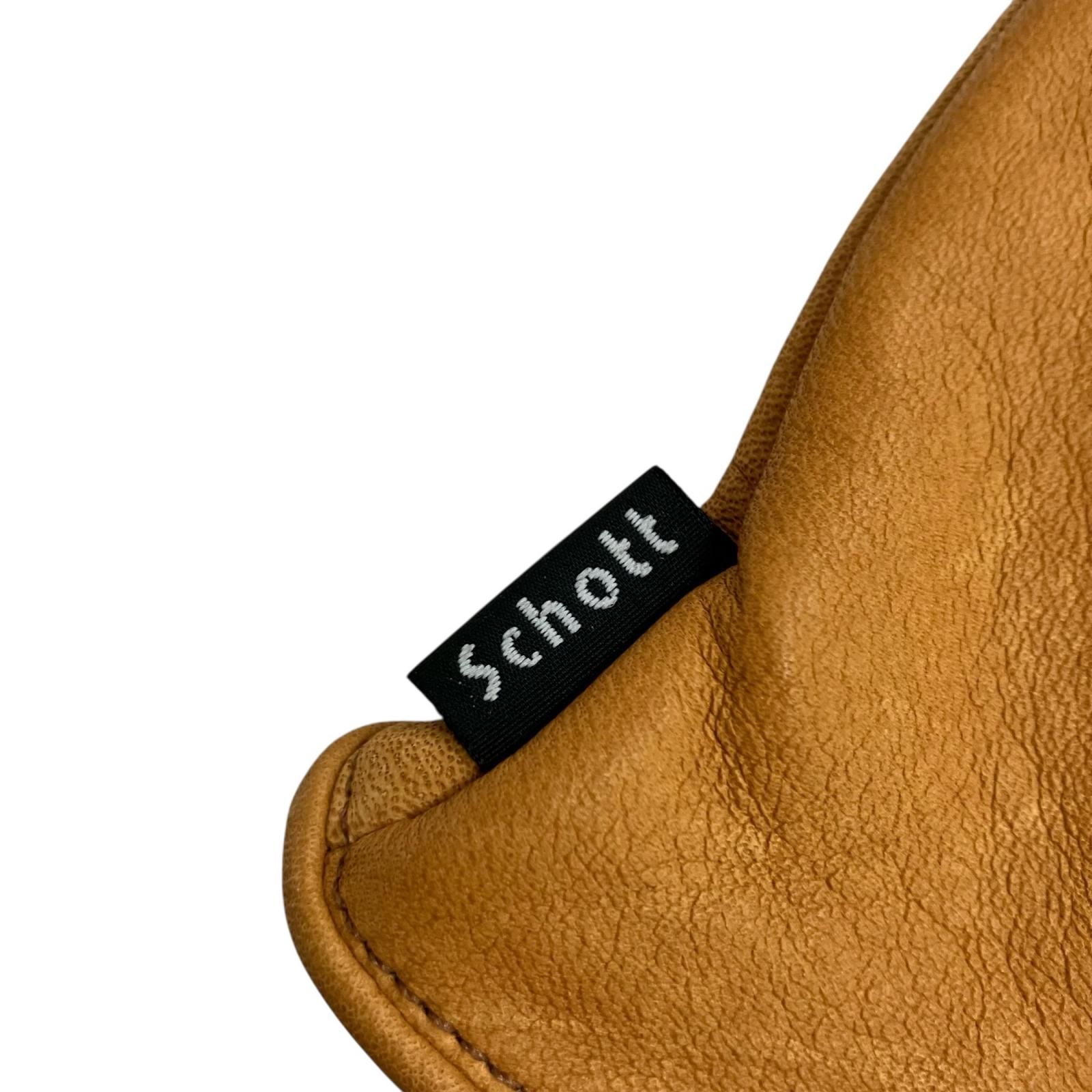  186000 Schott ショット ジップレザーグローブ S キャメル レザー 手袋 小物