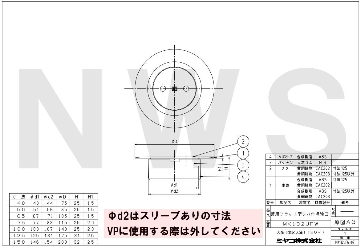 薄型 防臭パッキン付