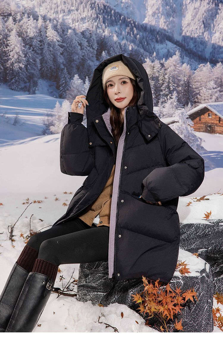 お洒落冬暖かレデイーズダウンコート90％ダウンジャケット本物ダックダウン充填コート防風フード動きやすいコート