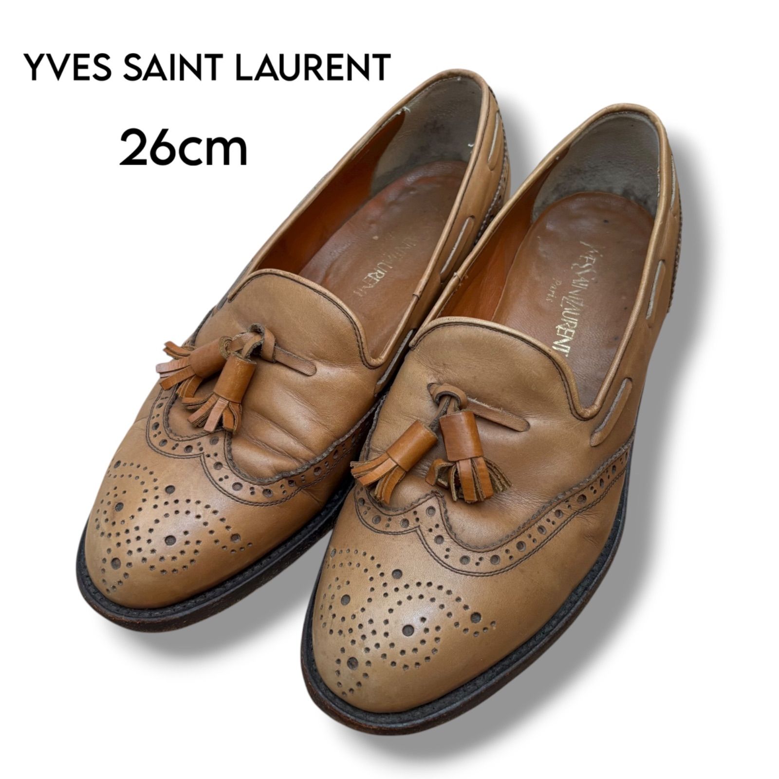 YVES SAINT LAURENT ウエスタンモチーフ レザー タッセルローファー 26cm