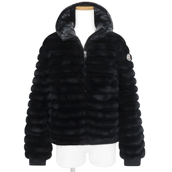 展示♥ MONCLER モンクレール LATIFE ラティフェ ファー ダウン ジャケット 14A 164cm レディースXS～S キッズ 黒 47517