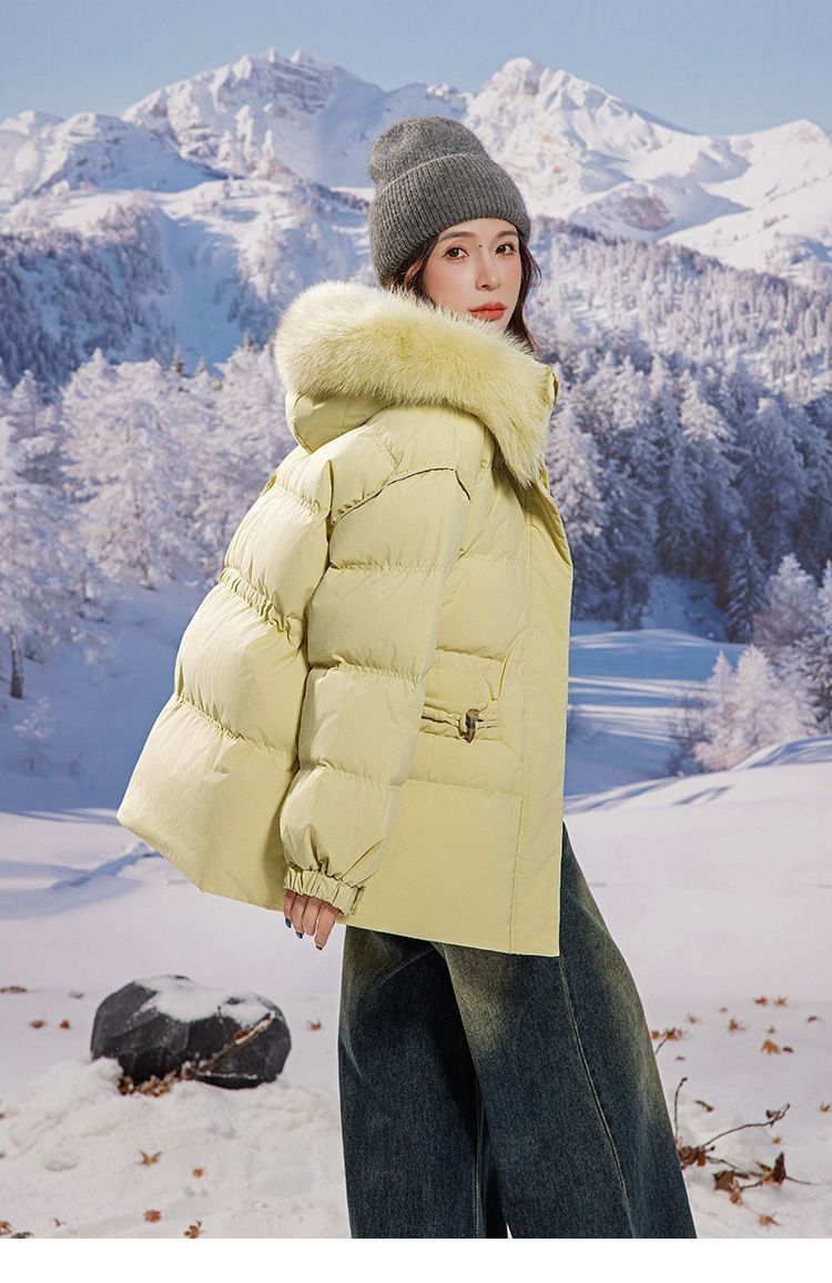 お洒落冬暖かレデイーズダウンコート90％ダウンジャケット本物ダックダウン充填コート防風フード動きやすいコートフォックスファー GULLKHAN_COM