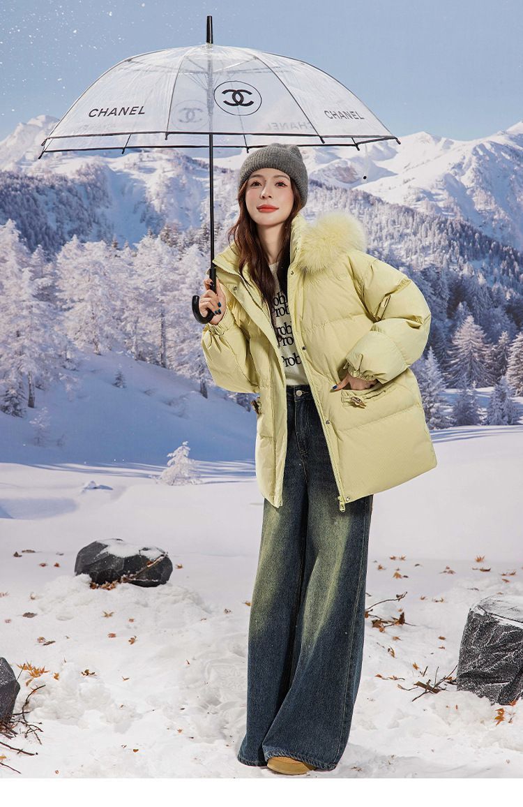 お洒落冬暖かレデイーズダウンコート90％ダウンジャケット本物ダックダウン充填コート防風フード動きやすいコートフォックスファー