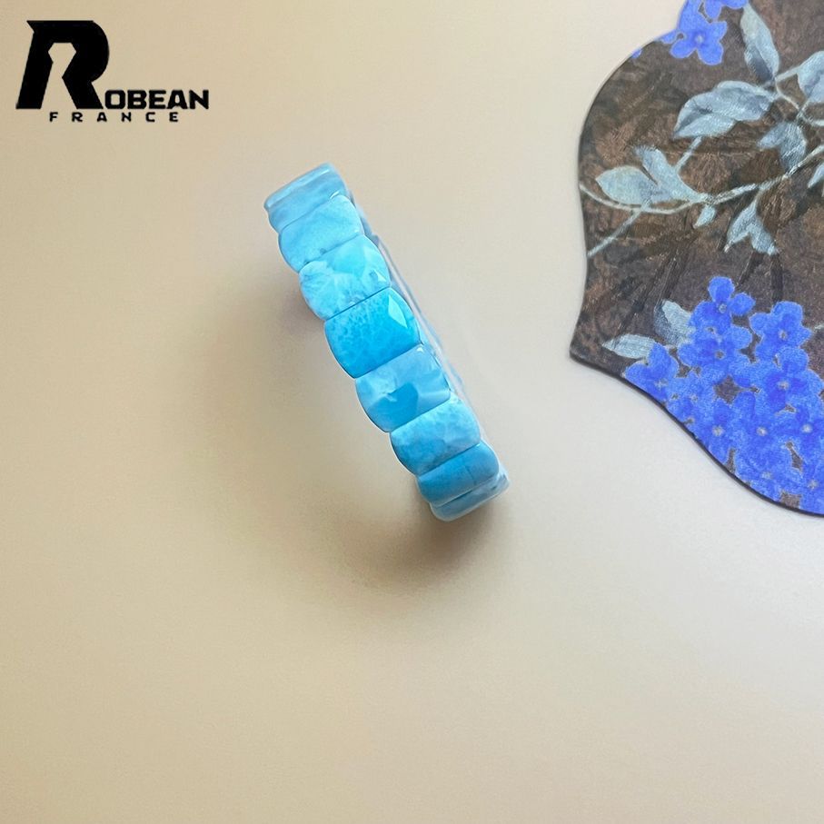 上級 EU製 定価24万円 ROBEAN ドミニカ共和国産のラリマーバングル パワーストーン ブレスレット 天然石 プレゼント 13.8 4.5 9.5mm K1030172