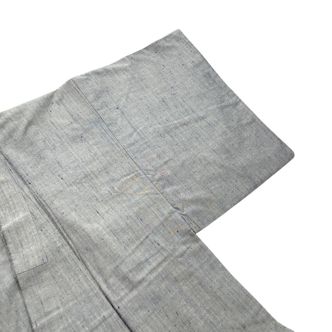  メンズ紬着物 羽織 羽織紐 3点セット 真綿紬 袷 正絹 グレージュ 長172 cm前後 男着物 kimonolove リユース品 オゾン消臭サービス A-2097 着物セット 着物 浴衣