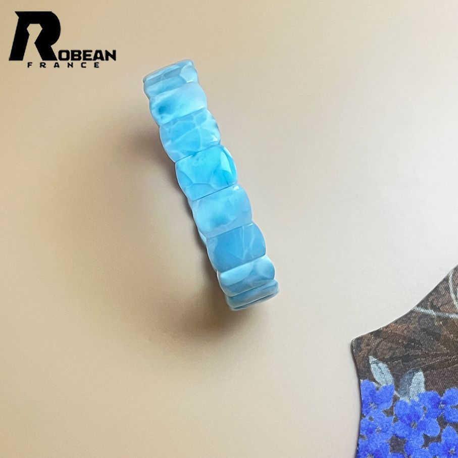 EU製 定価24万円 ROBEAN ドミニカ共和国産のラリマーバングル パワーストーン ブレスレット 天然石 プレゼント 13.8*4.5*9.6mm K1030173