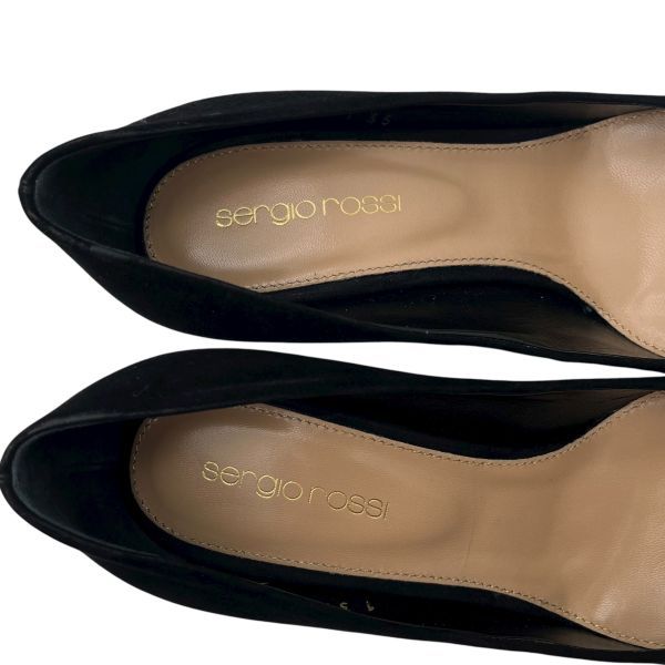 美品 セルジオロッシ Sergio Rossi パンプス ラウンドトゥ アーモンド
