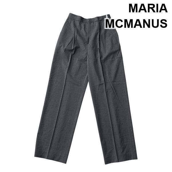 マリアマクマナス MARIA MCMANUS ワイドスラックス ワイドパンツ センタープレス パンツ グレー 毛混 S 7号 レディース S5X110